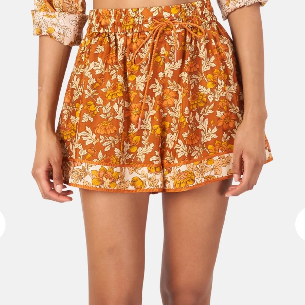 Zimmermann Andie Relaxed Silk Short- Terracotta Floral